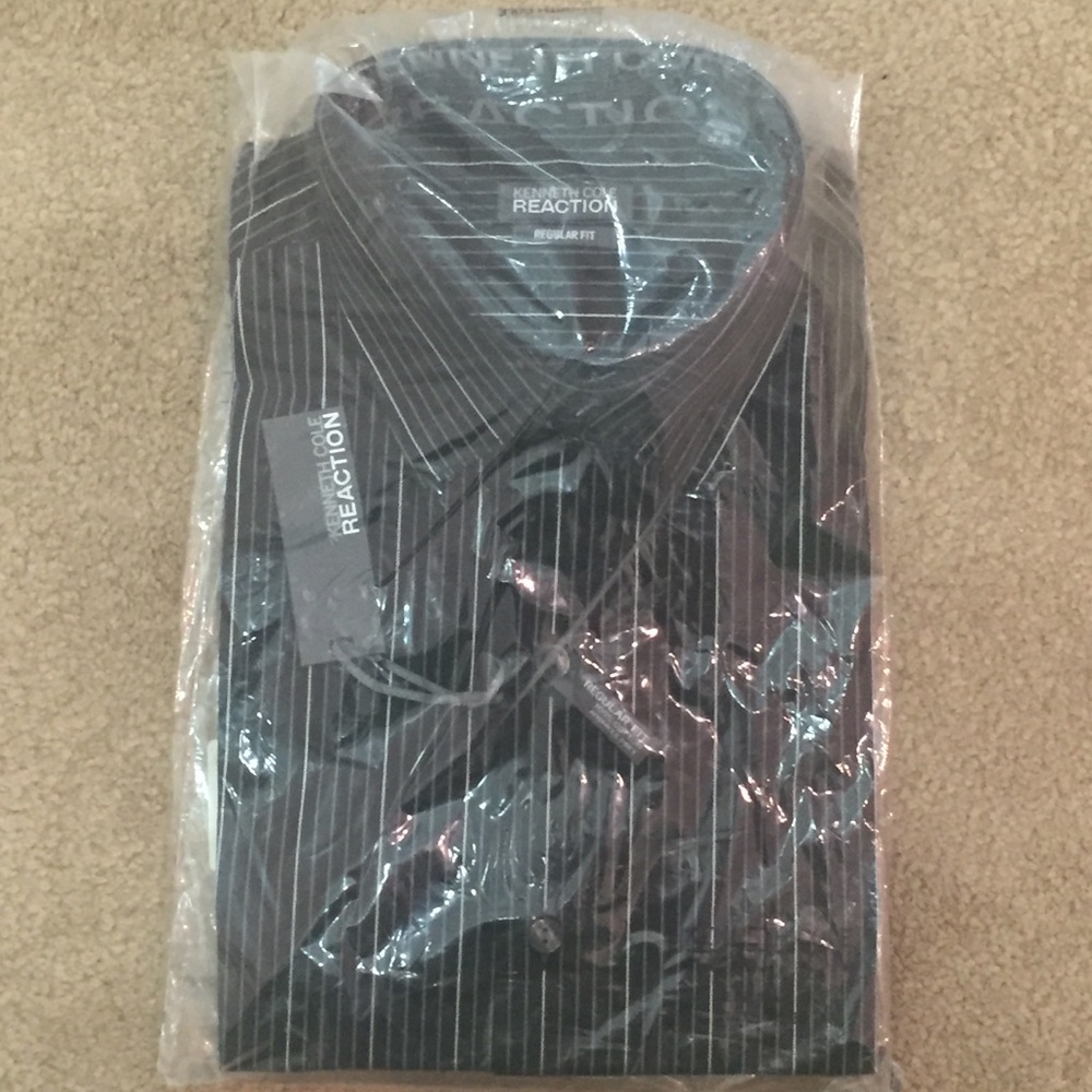 Black pinstripe button down shirt